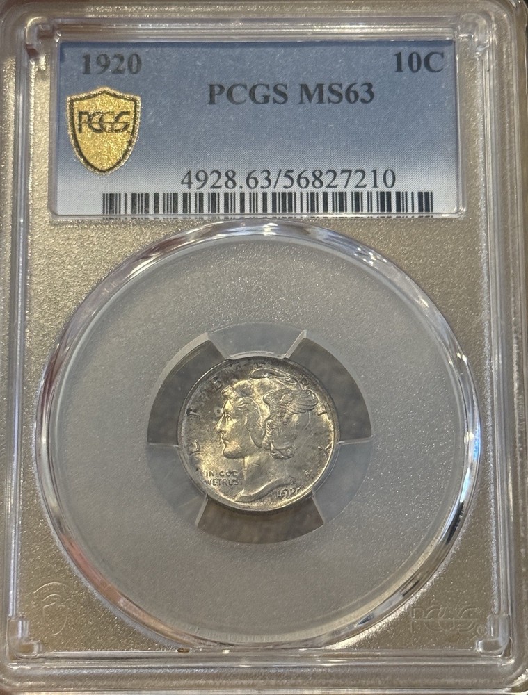 1920 MS63 Toned PCGS Mercury Dime Fresh Nice Affordable Example