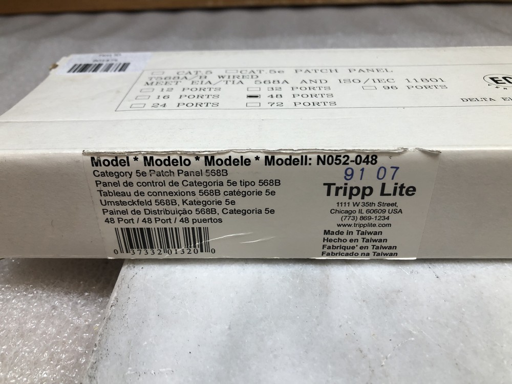 Tripp Lite Model:N052-048 Cat5e Patch Panel 568B-48 Ports OPEN BOX