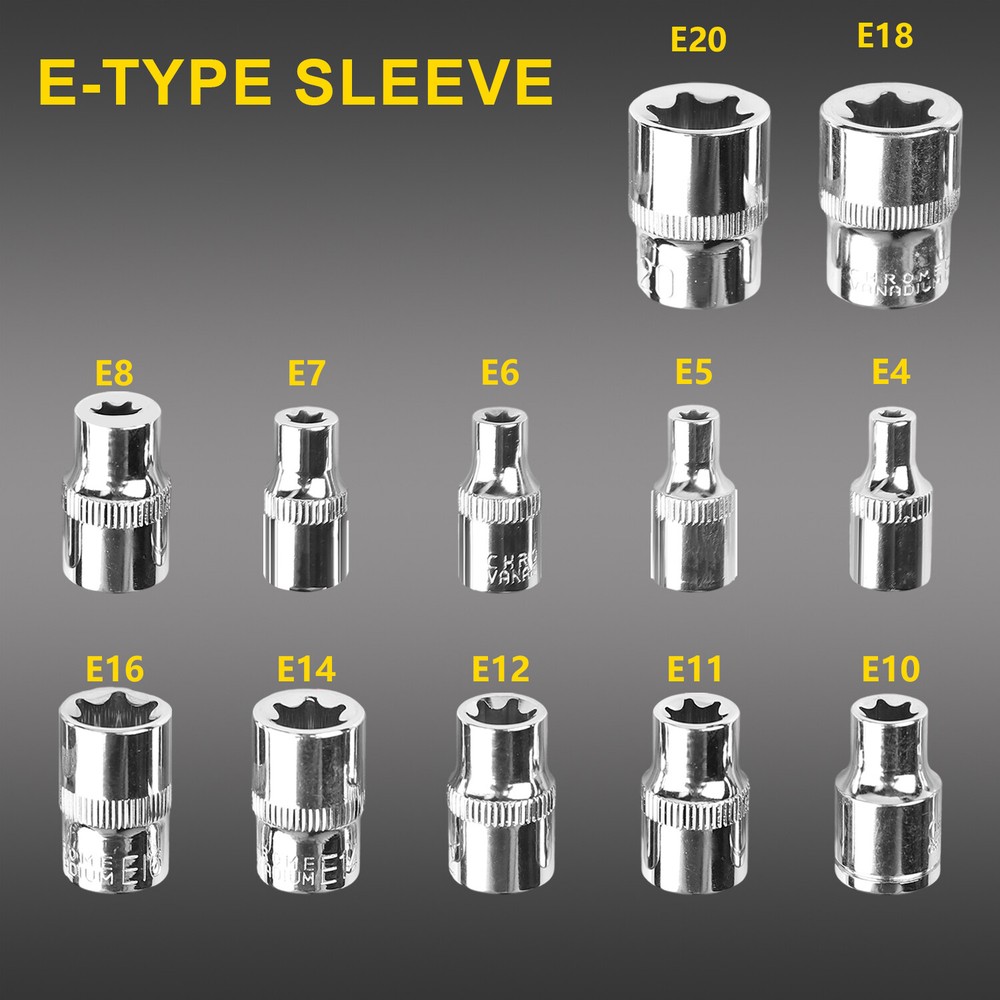 34Pcs Drive Male Female Torx Star Bit Socket E-Socket Set Handheld Tool For Car