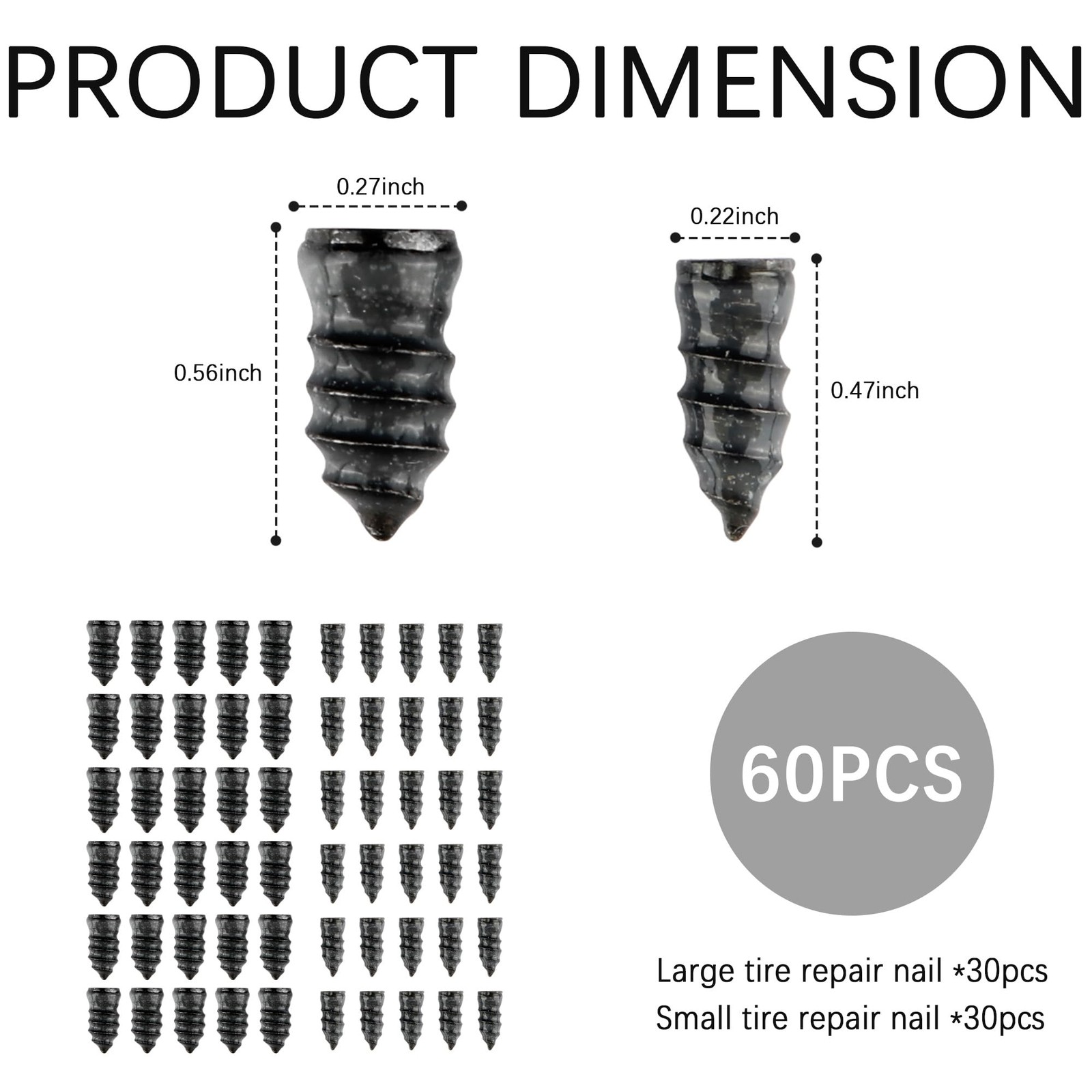 Share 60 Pcs Tire Repair Rubber Nail Screw Tire Plugs Quick Puncture for Car Tru