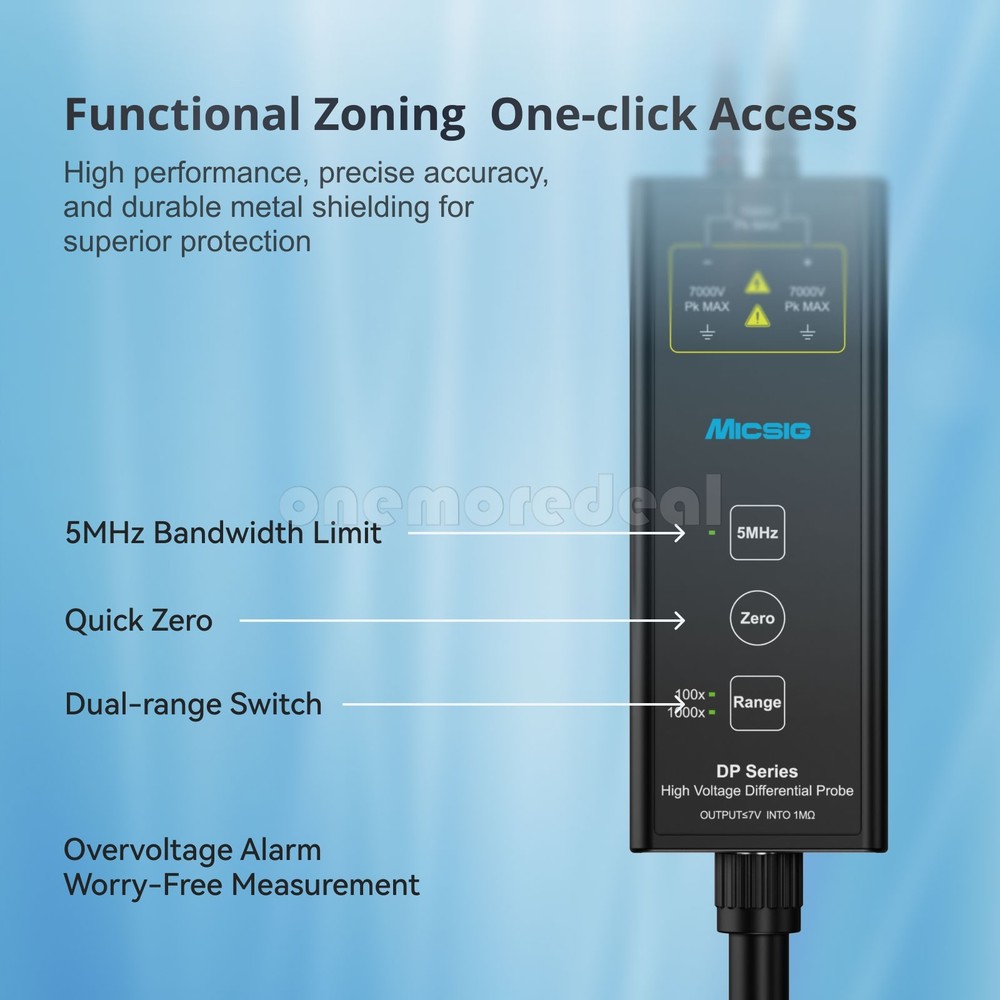 Micsig High-Voltage Differential Probe Dual Range Selection Oscilloscope Probe