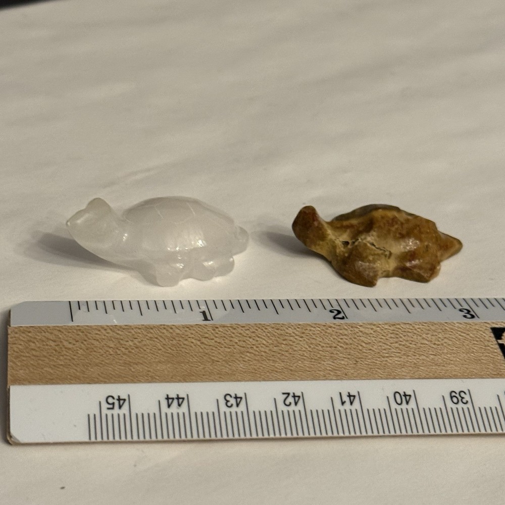 Lot 2 Carved Stone TURTLE Figurines Primitive