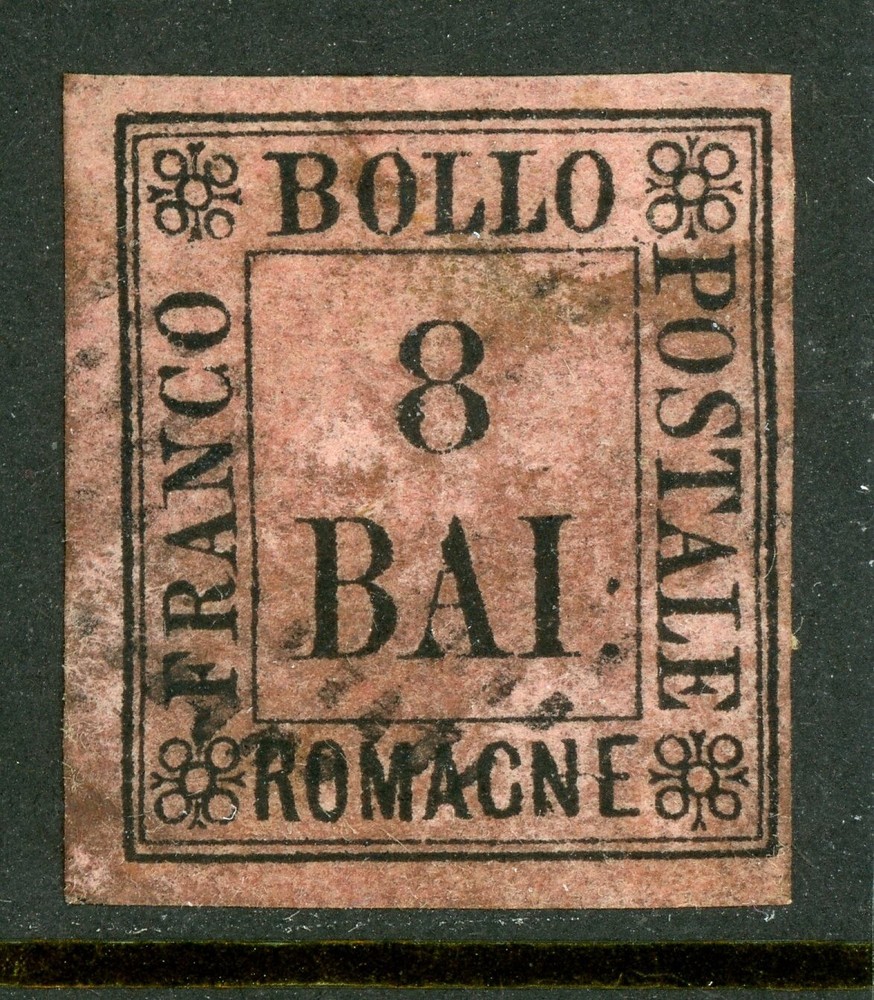 Italy 1860 Romagna 8¢ Rose Scott #8 VFU T743 ⭐⭐⭐⭐