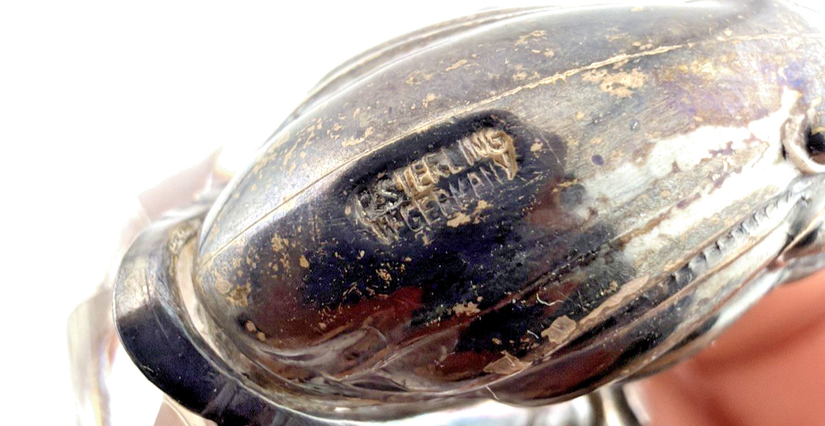 Pair Vintage Sterling Silver and Glass Table Salt Swans R Sterling West Germany