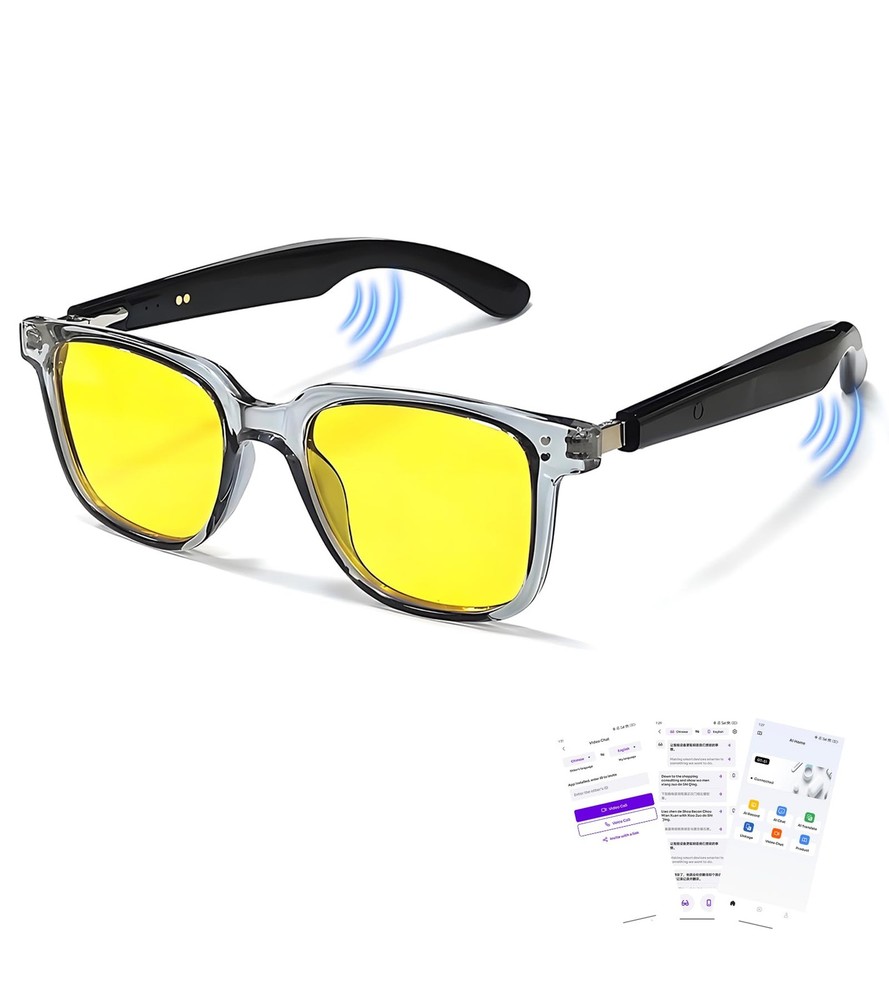 Smart Glasses with Night Vision, Bluetooth 5. 4, 100 Languages Blue Light Filter