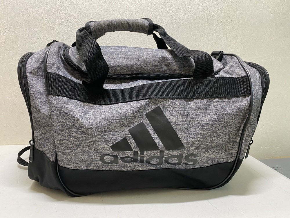 Adidas Gray and Black Solid Theme Polyester Gym Bag with Black Straps