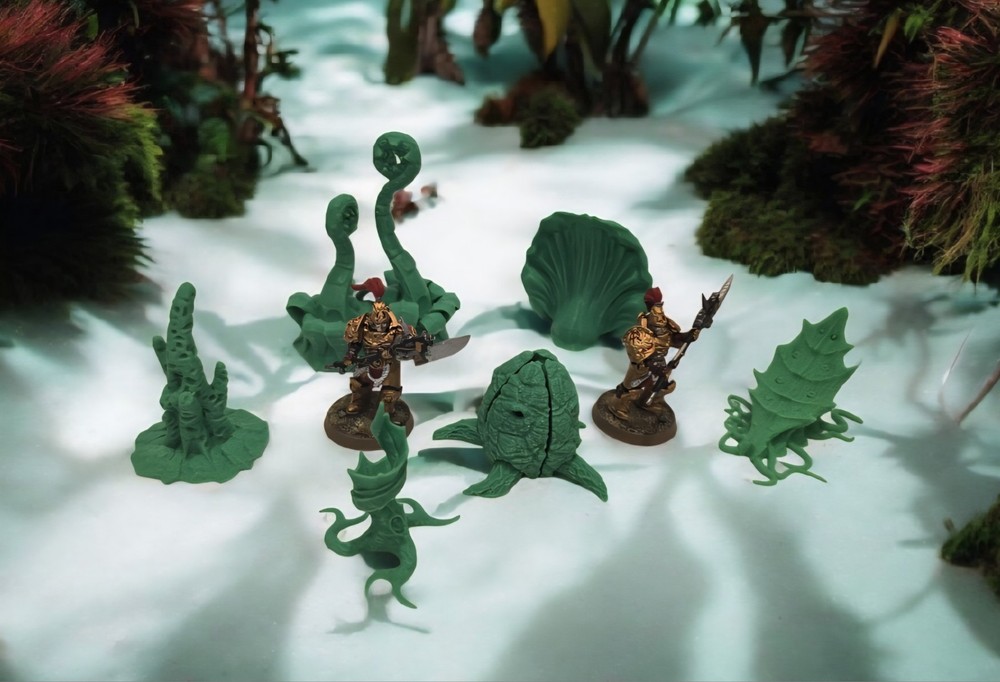 3D Printed Tabletop War Terrain Alien Plants Set D Perfect For 40K / Kill Team