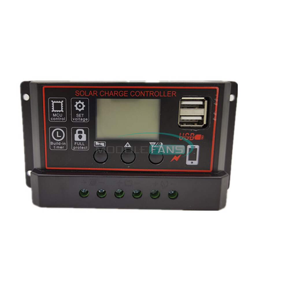 12/24V LCD Solar Charge Controller USB Output Auto Solar Time Controller Panel