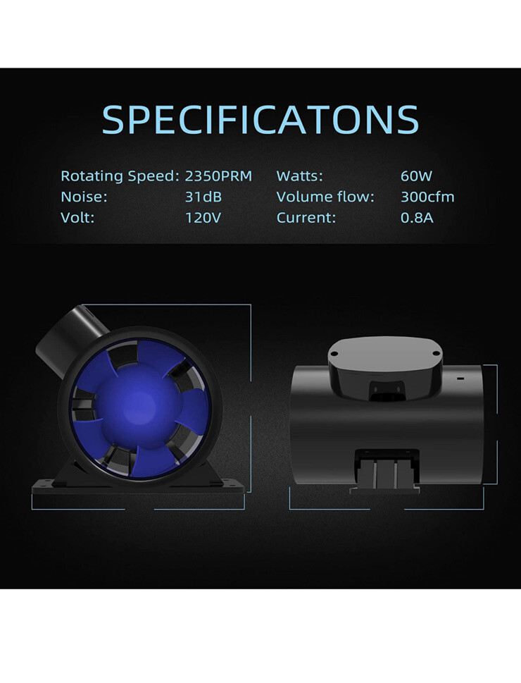 Ventifan 4inch inline fun for HVAC Ventilation