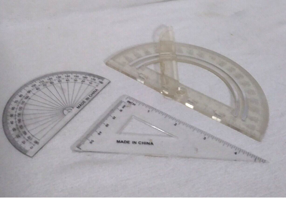 Drawing Graphing Drafting Craft Tool Template 3Pc Triangle Protractor 180 Angle