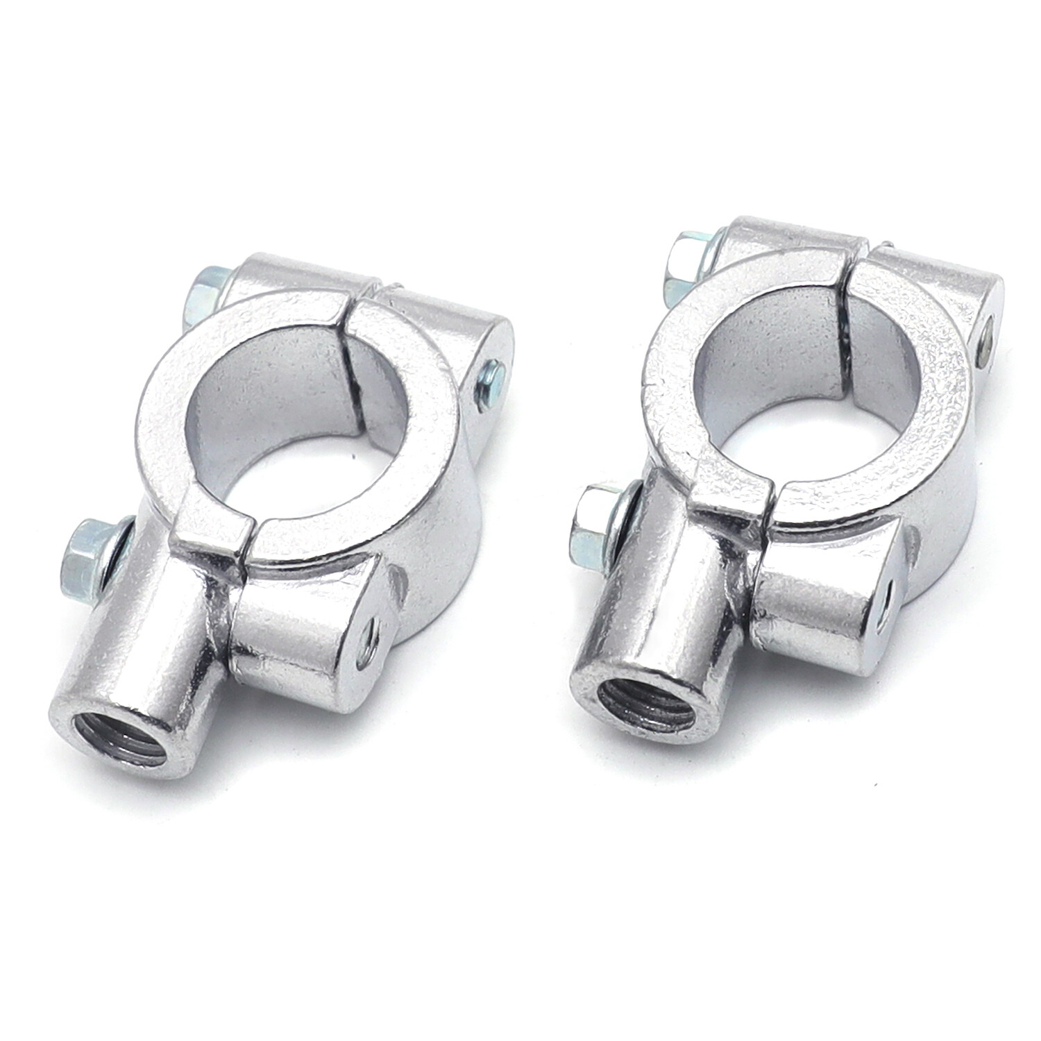 Chrome 1" 25mm Motorcycle HandleBar 10mm Mirror Thread Mount Holder Clamp Adapto