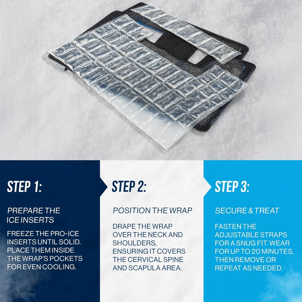 Pro Ice Scapula/Cervical Cold Ice Wrap with Inserts - Adjustable Ice Wrap for...