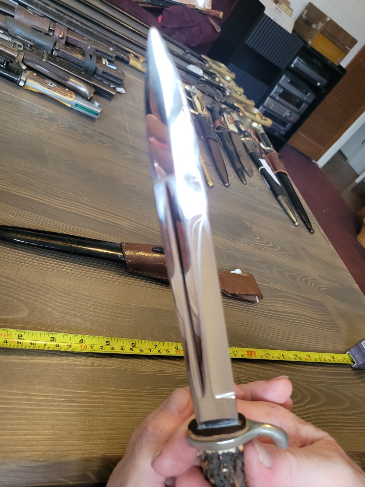 OUTSTANDING WWII German K98 Stag Handle Bayonet w/Brown Frog