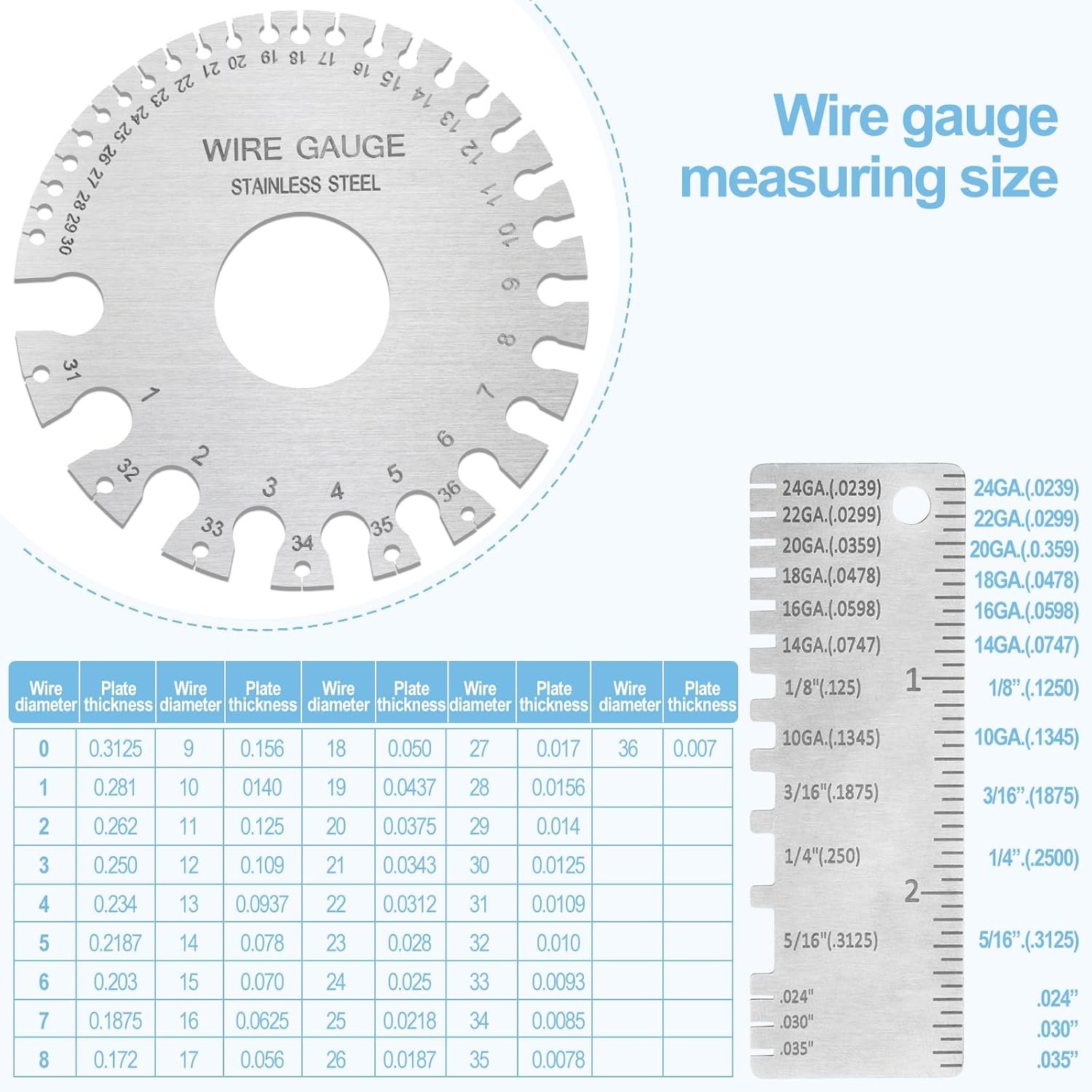 2Pcs Metal Gauge Thickness Tool Wire Gauges Size for Welding Highly Accurate