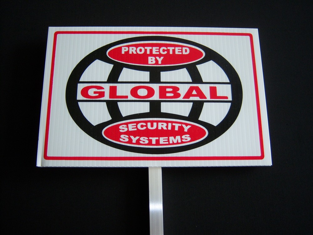 1 GLOBAL Security System Sign...+ 1 Stake...   #PS-409