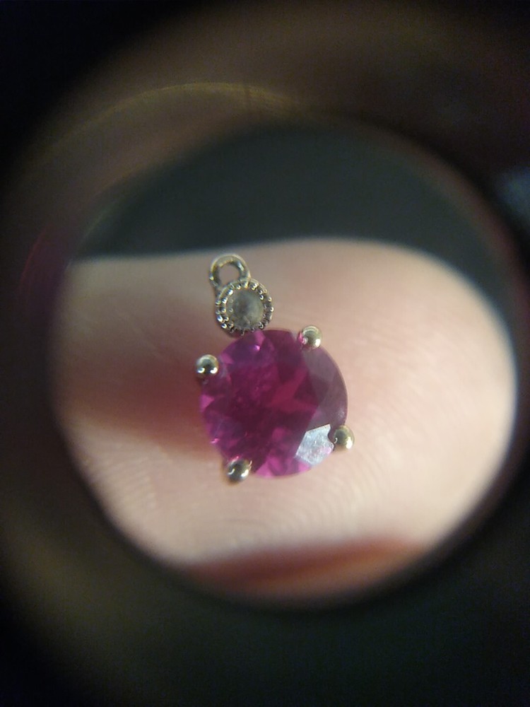 0.8 Grams Ruby Sterling Silver 925 Charm Pendant