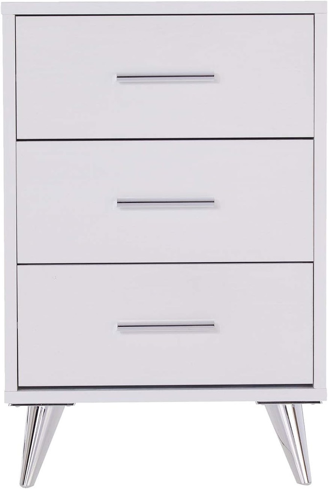 Owen Midcentury Modern White Nightstand with Storage Solution
