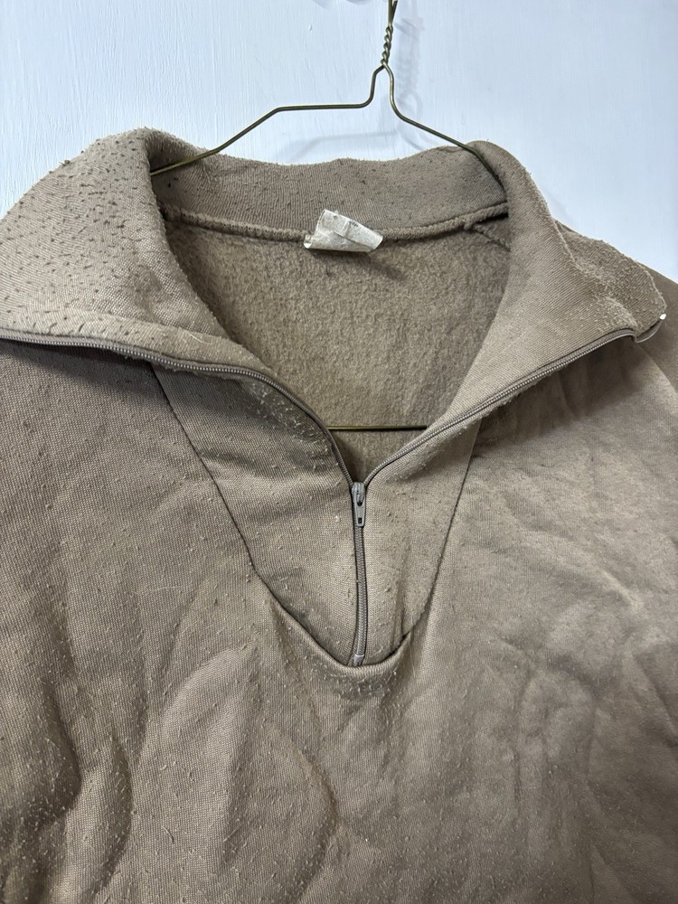 US Military Cold Weather Polypro 1/4 Zip Undershirt Brown Pullover Size Large