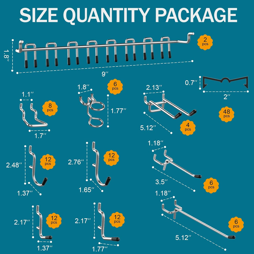 Metal Pegboard Kit with Accessories - Wall Organizer Tool Storage System