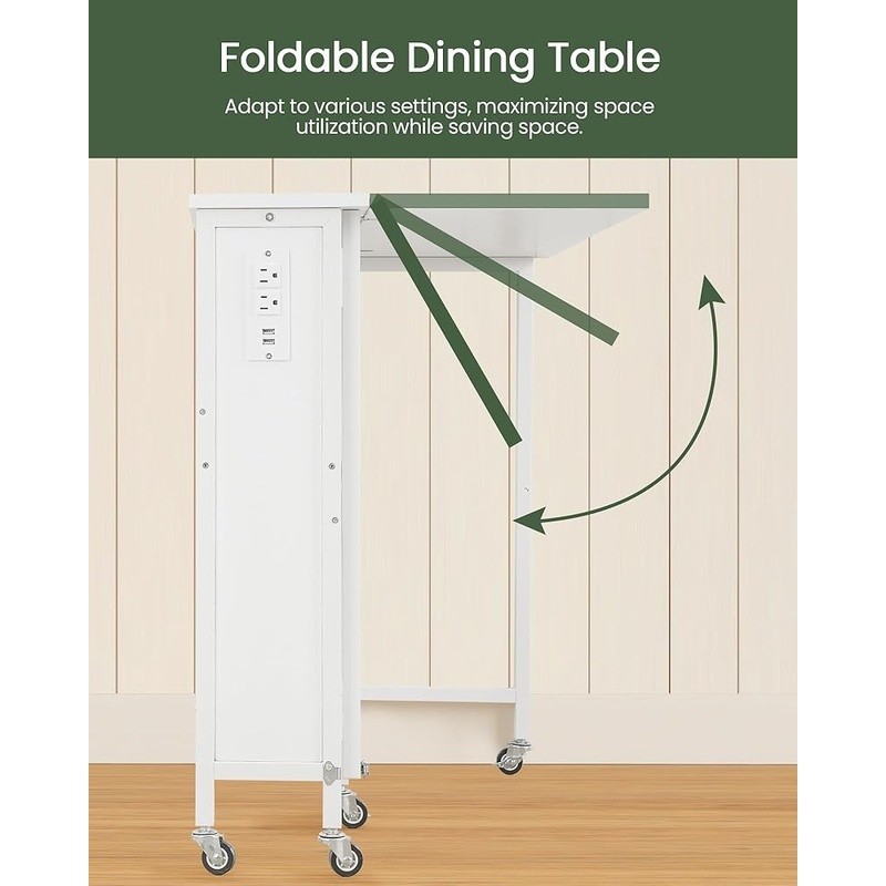 Folding Computer Desk W/ Power Outlets USB Ports Mobile Storage Solutions