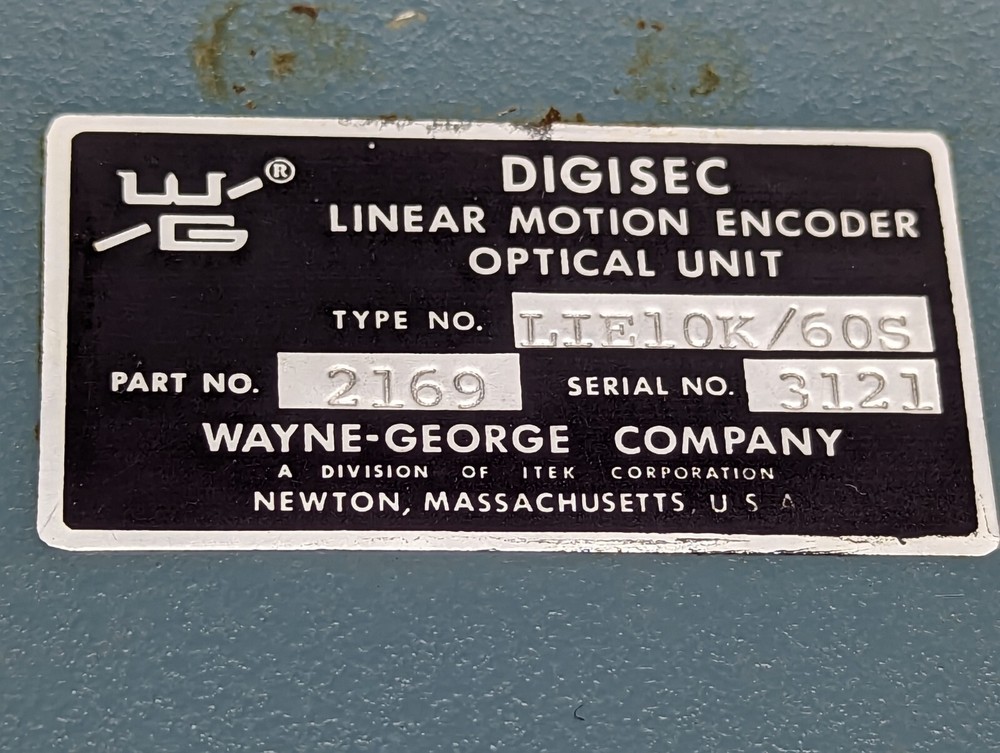 Wayne-George Model LIE10K/60S-2169 Motion Encoder, Linear, Optical Unit