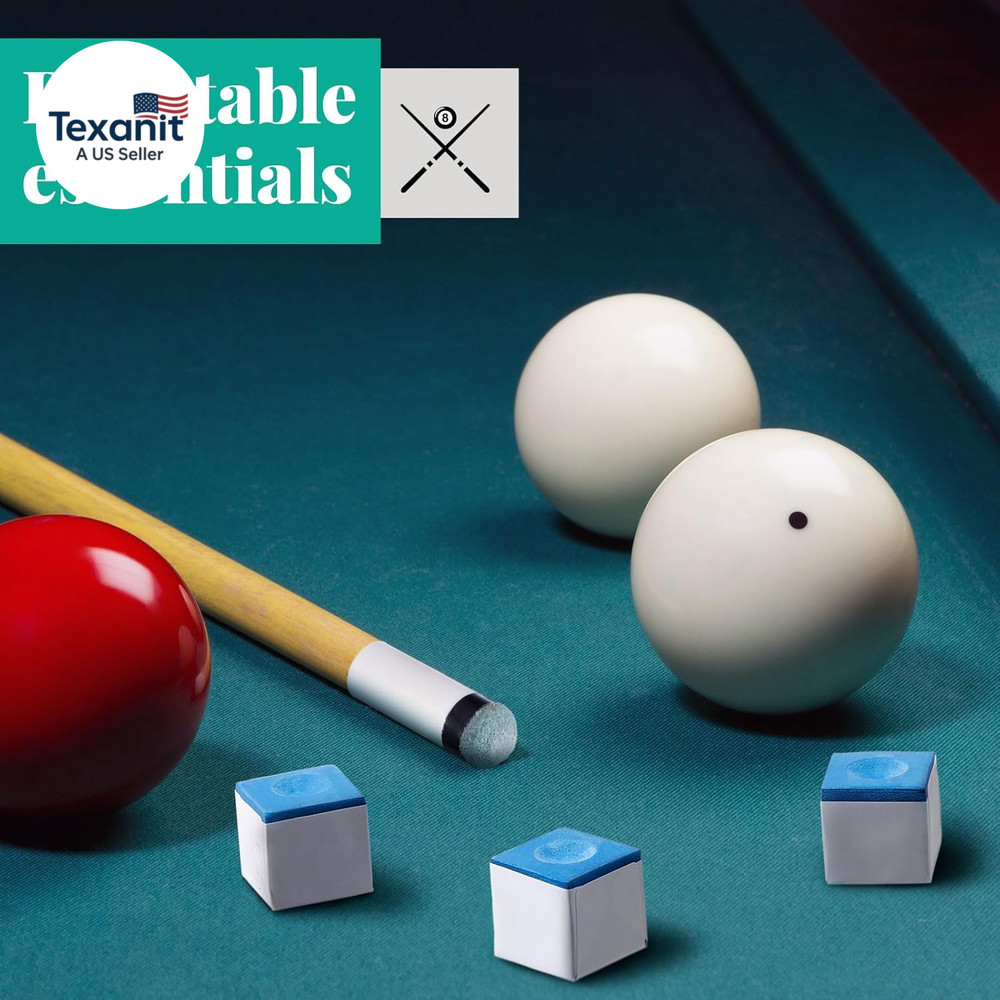24 Pool Cue Chalks and 24 Billiard Cue Tips Replacement Kit with Ferrules Blue C
