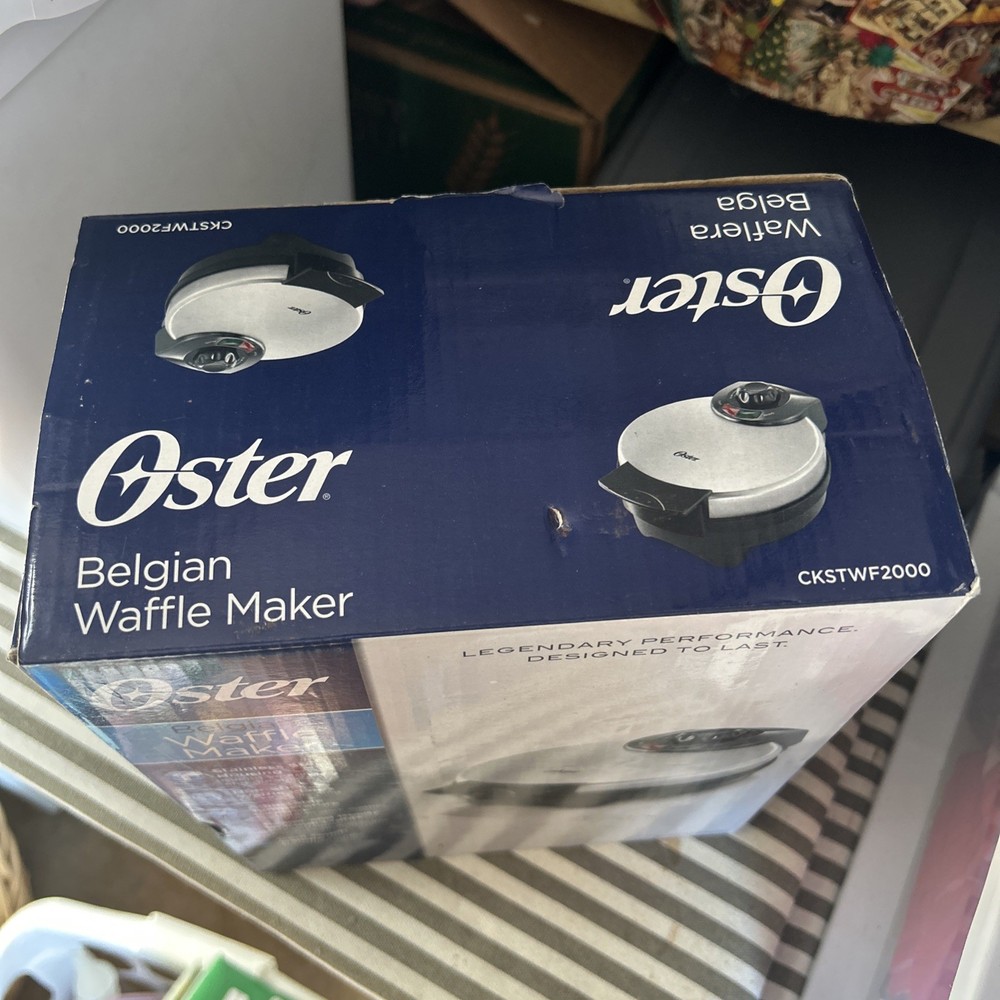 Oster 8" Nonstick Belgian Waffle Maker with Temperature Control, Silver Open Box