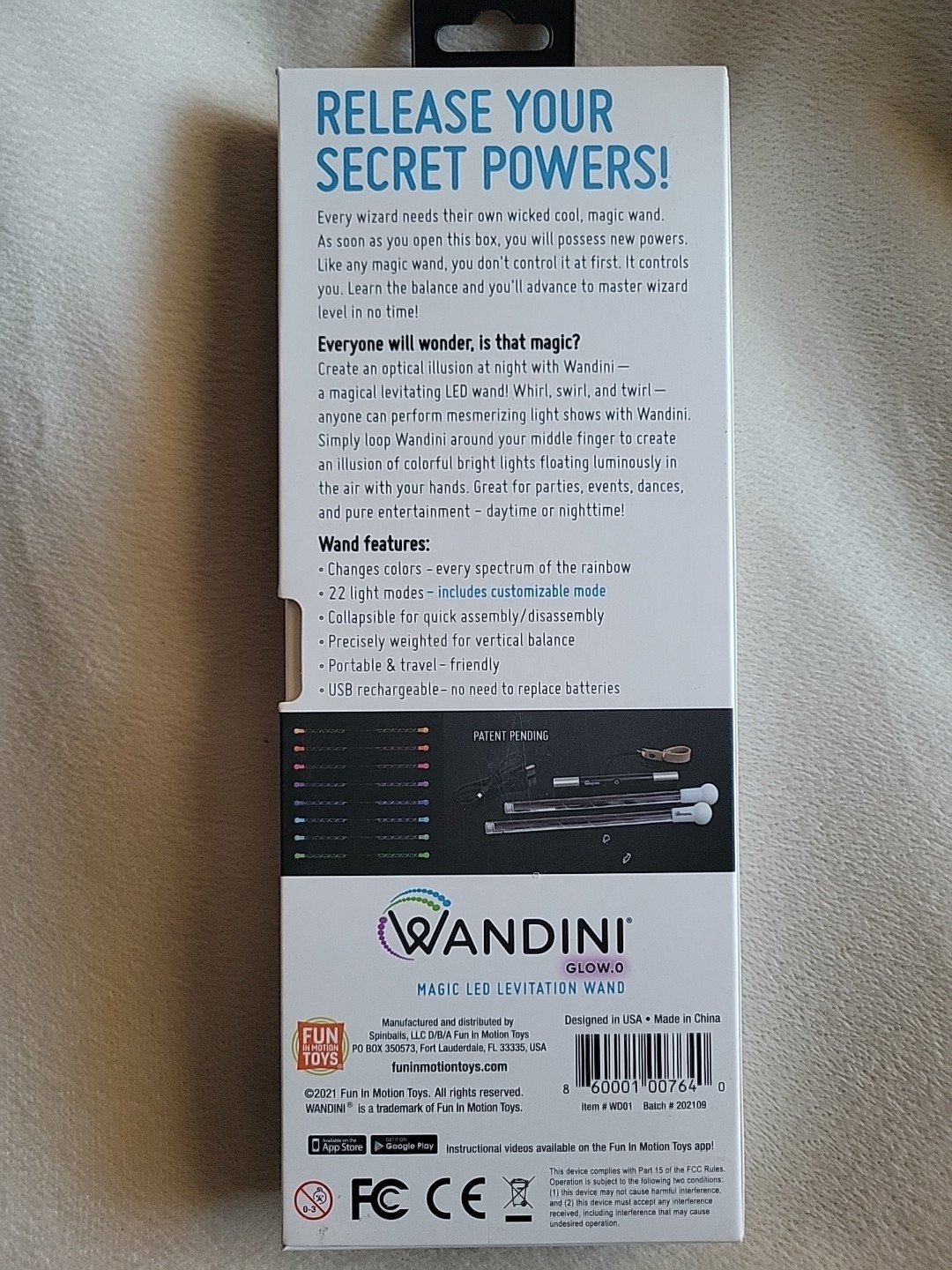 Wandini Glow.0 Magic Wand Collapsible LED Levitation Wand USB Rechargeable FR SH