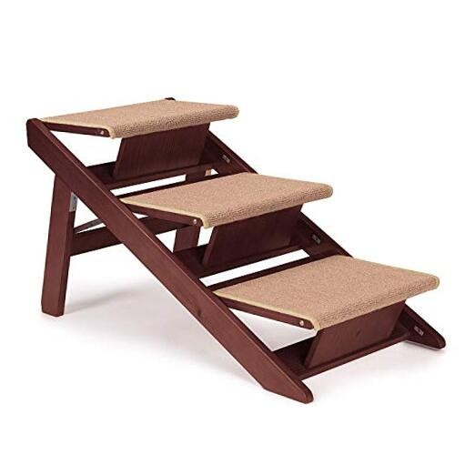 Pine Frame Dog RampSteps, 3 Step,Brown 3 Steps