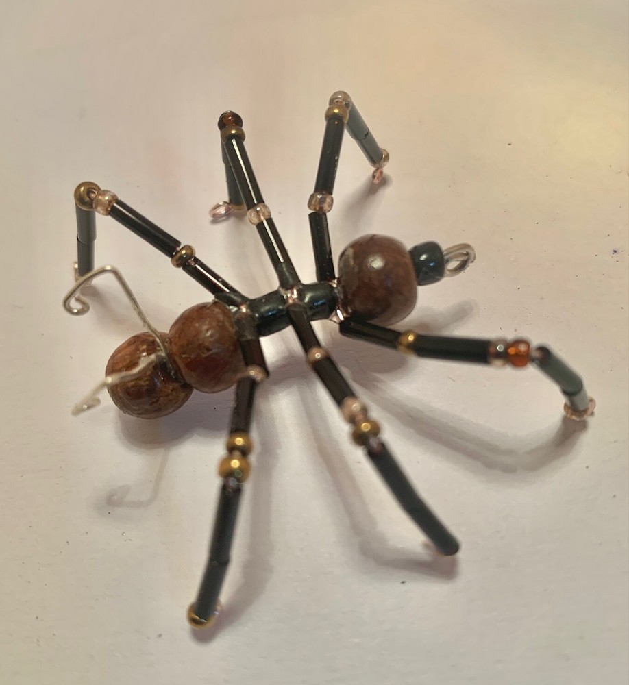 Handmade Wood Bead & Wire ANT