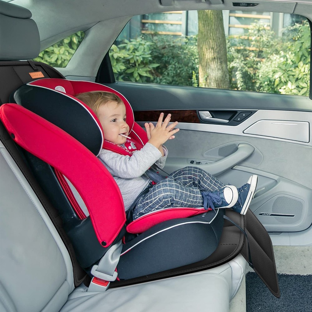 Car Seat Protector 2Pack Thickest Padding Non Slip Backing Mesh Pockets Smart
