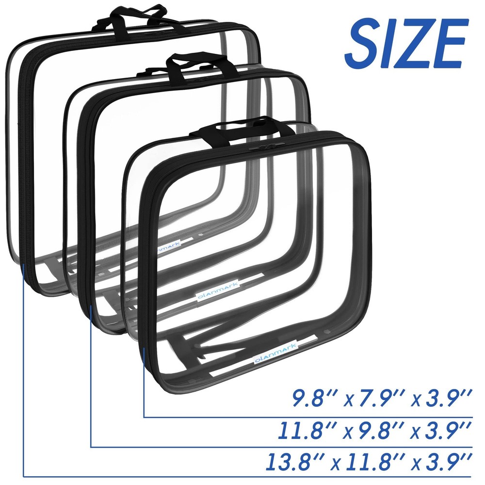 Clear Compression Packing Cubes 3 Set - Large See-Through Plastic Suitcase Ba...