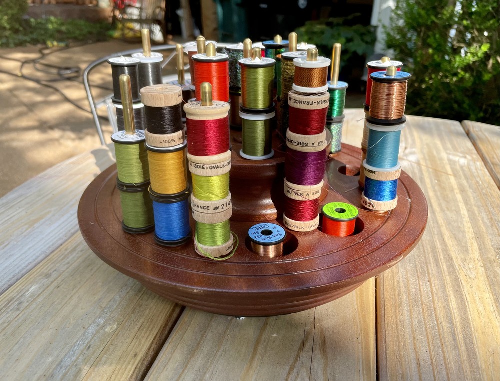 Wood Thread Rack Rotary for Fly tying or Sewing