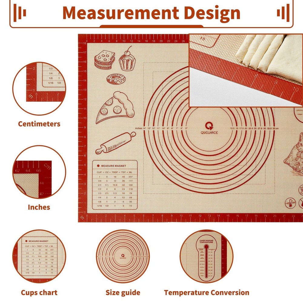Silicone Baking Pastry Dough Mat - 28x20Inch Extra Large Cookie Bread Rolling...