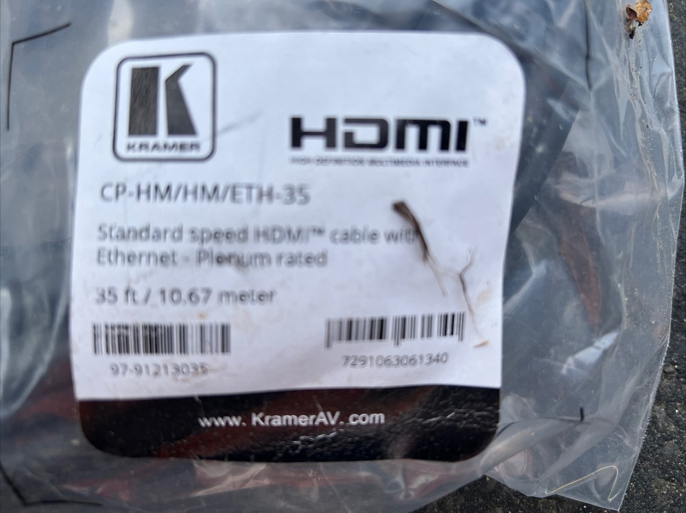 Kramer CP-HM/HM/ETH-35 Standard HDMI Plenum Cable with Ethernet (35')
