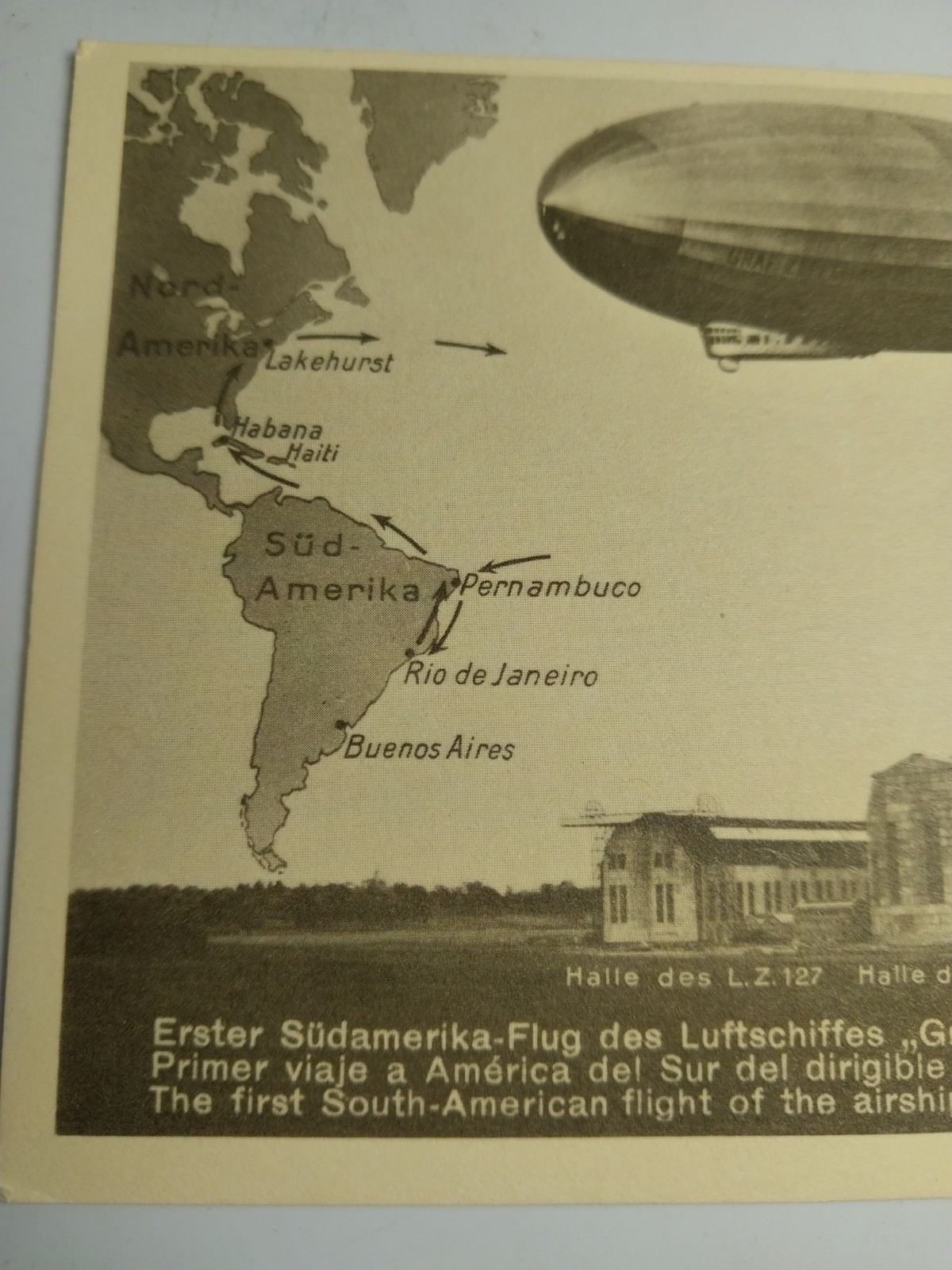 2 GRAF ZEPPELIN LZ 127 129 Postcards Germany 1st South American Flight Lakehurst