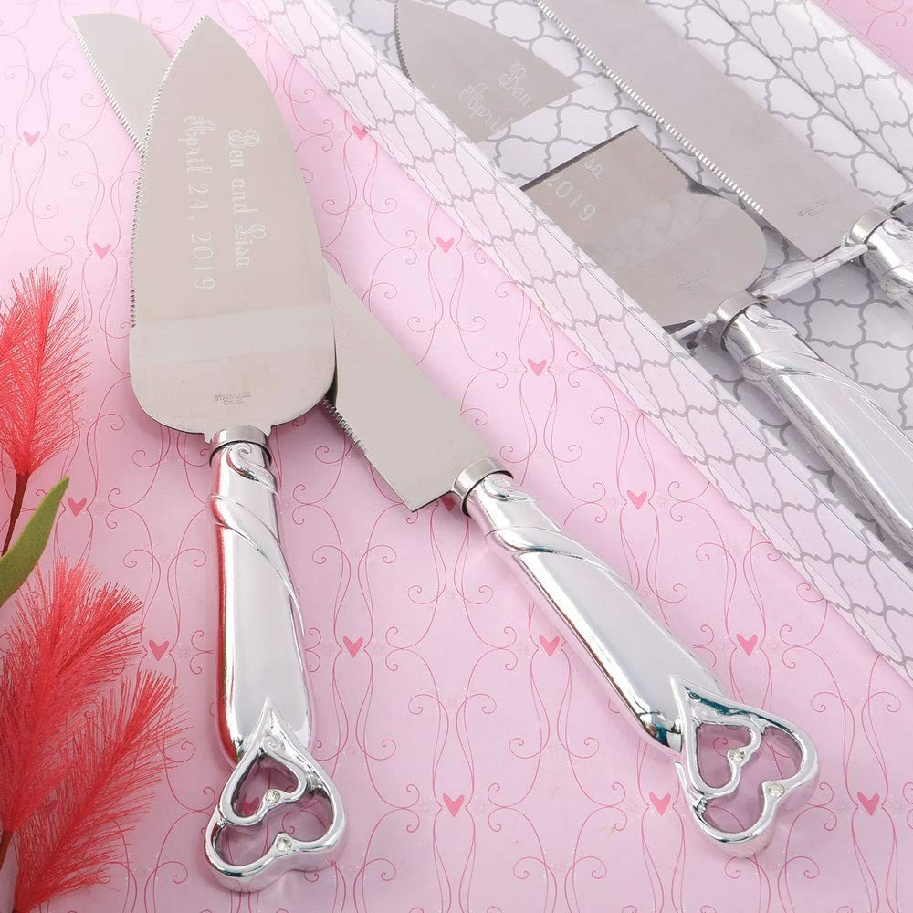 Personalized Wedding Cake Knife & Server Set – Free Engraving Gift 2541