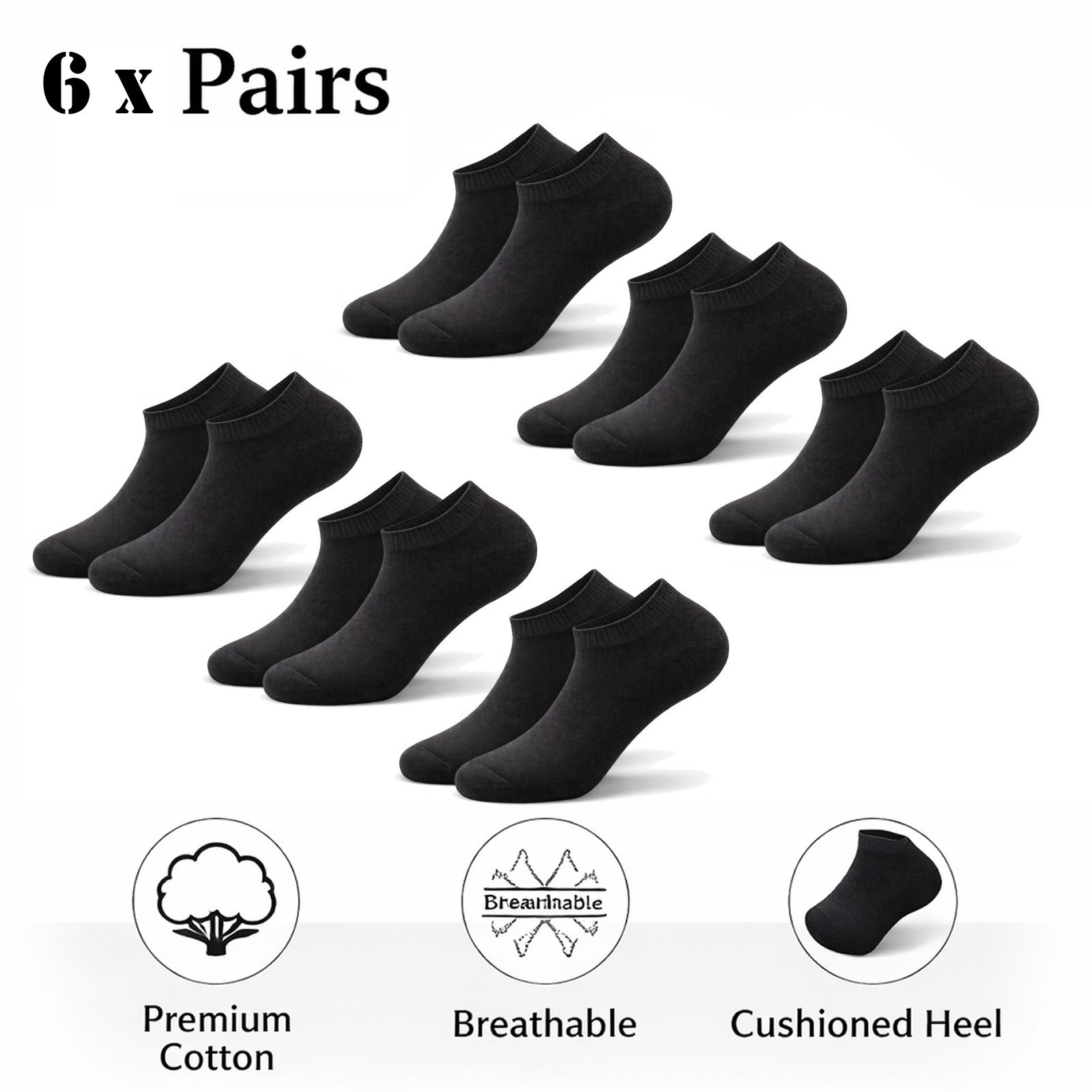 3-12 Pairs Mens Plain Solid Cotton Sports Ankle Athletic Socks Low Cut Size 8-12