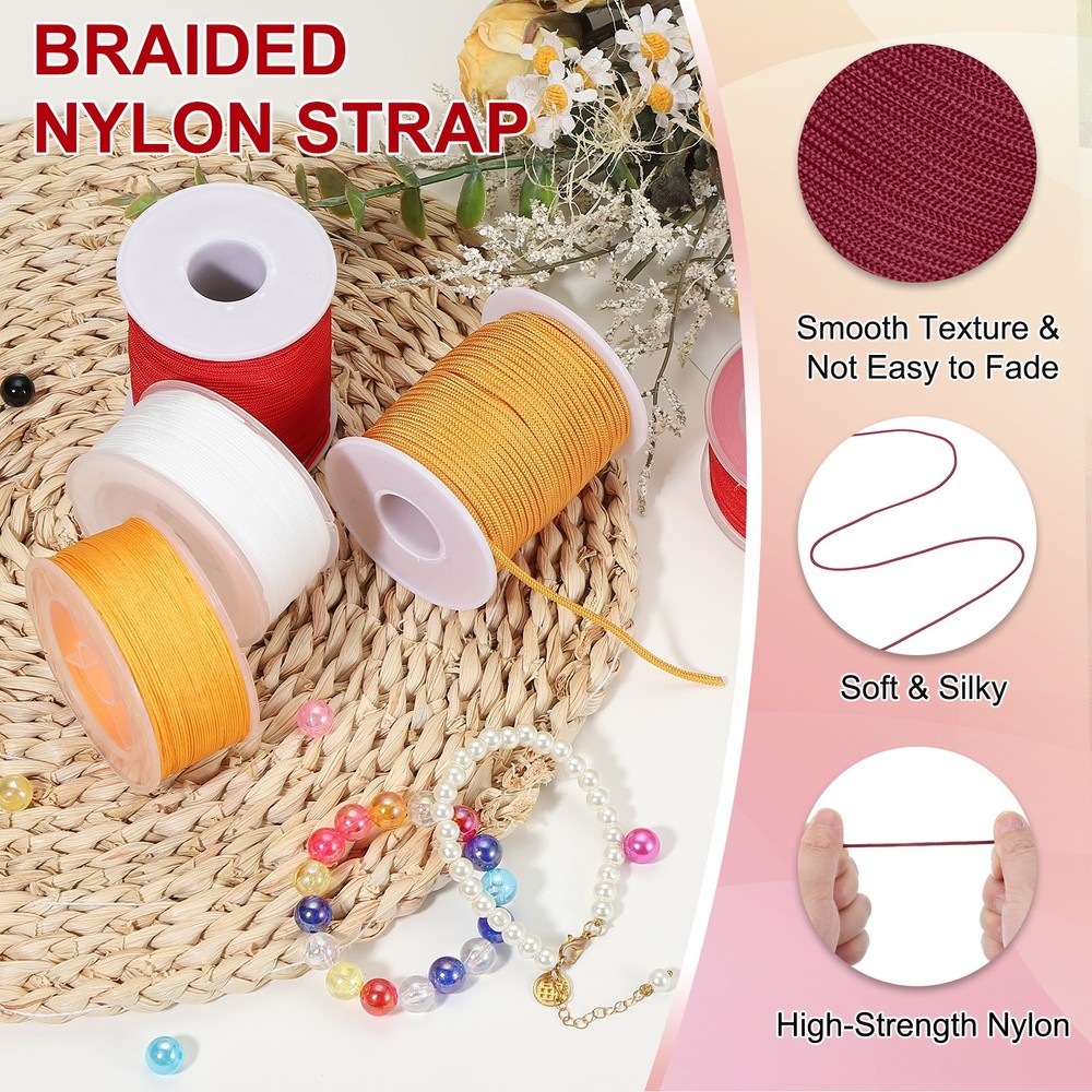 1mm 109 Yards Nylon String Bracelet String Braided Nylon Thread Dark Red
