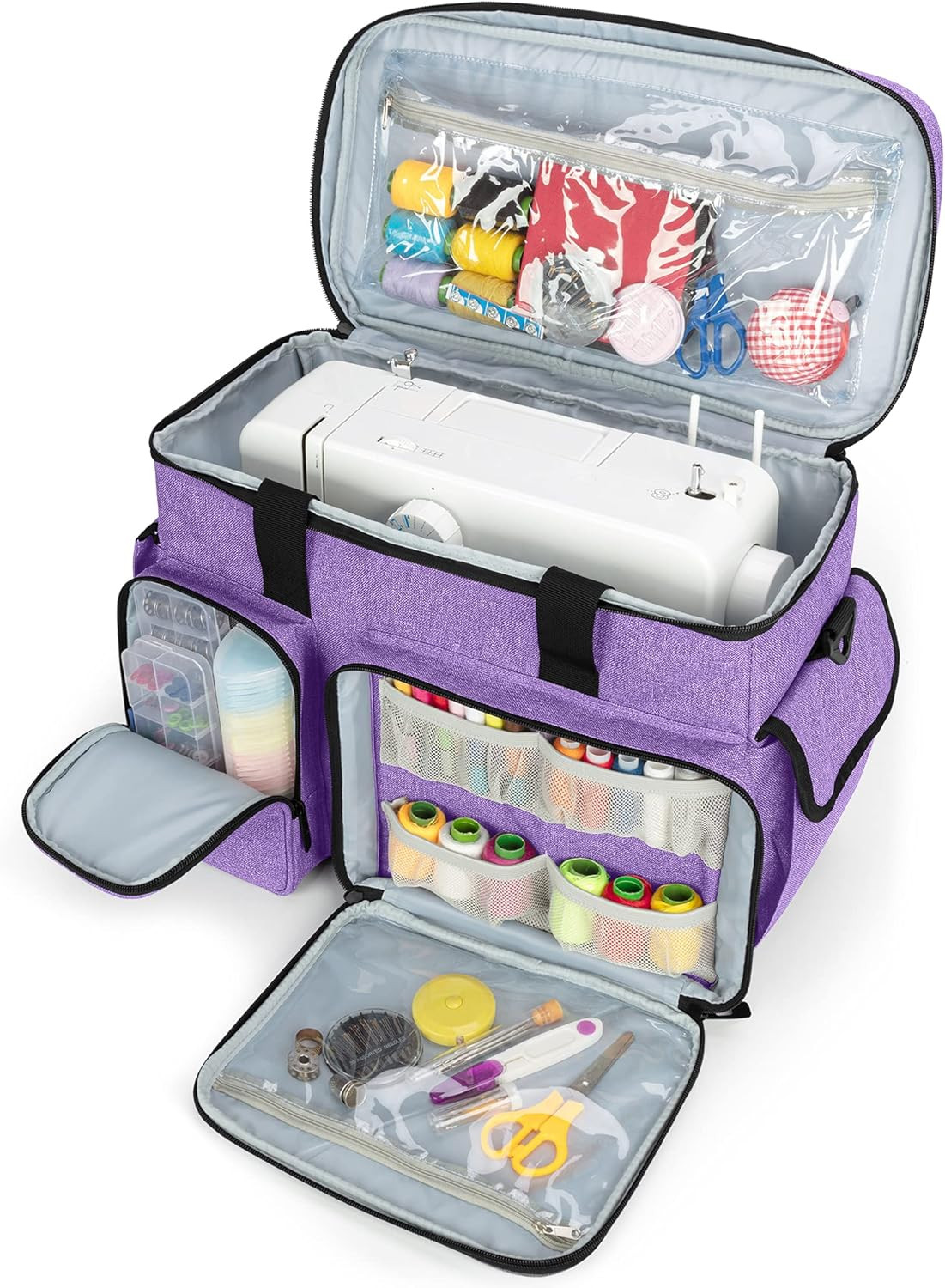 CURMIO Sewing Machine Case, Universal Travel Bag Compatible for Singer, Brother,