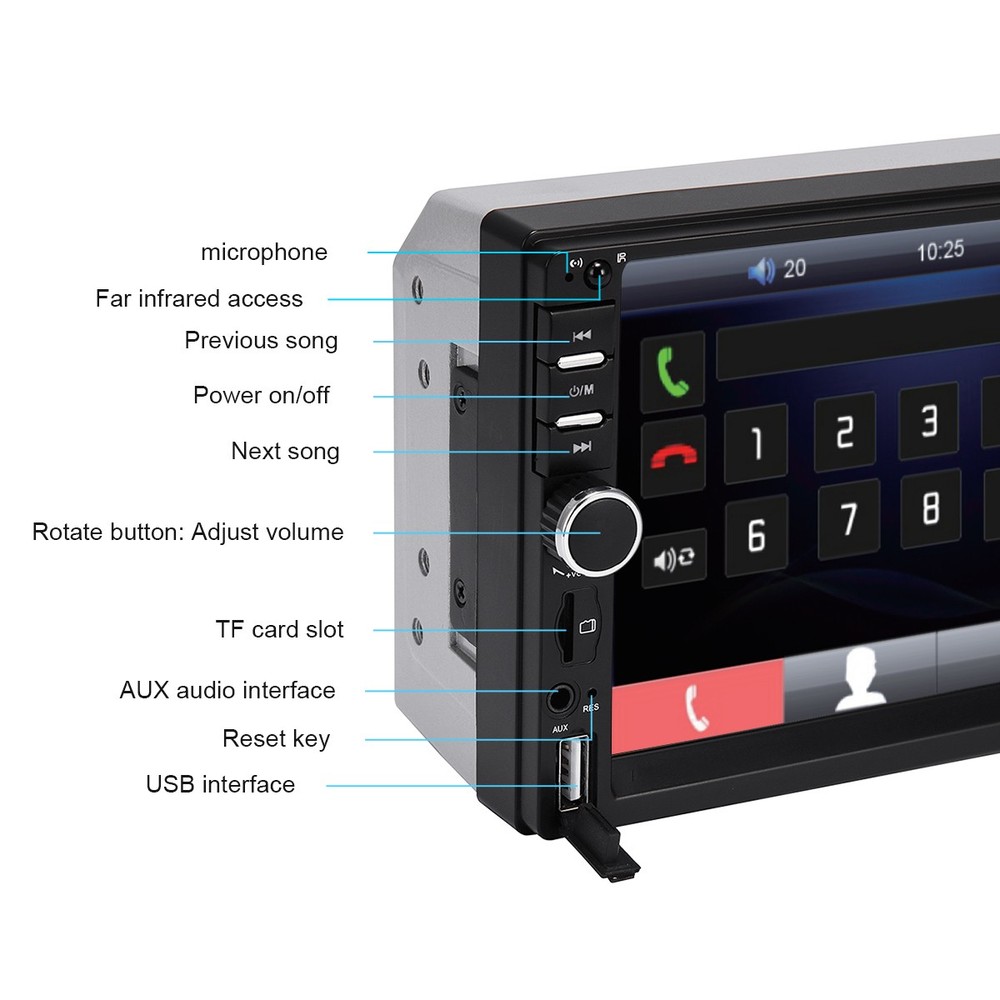 7" Double 2Din Car Stereo Radio Apple/Android Car Bluetooth Player Touch Screen