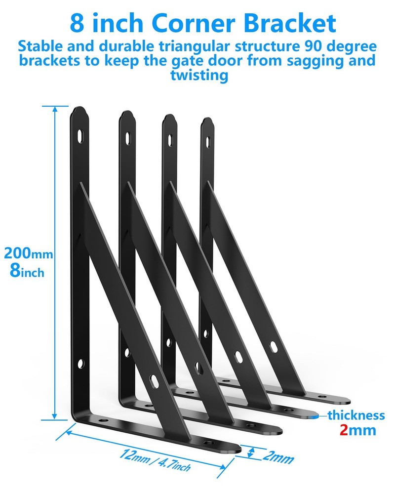 Fence Gate Frame Kit with 8 inch Hinges and Gate Latch, Includes Corner Brace...
