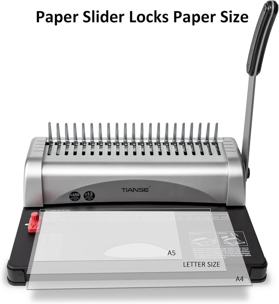 21-Hole Comb Binding Machine with 100pcs Spines - Binds 450 Sheets Effortlessly