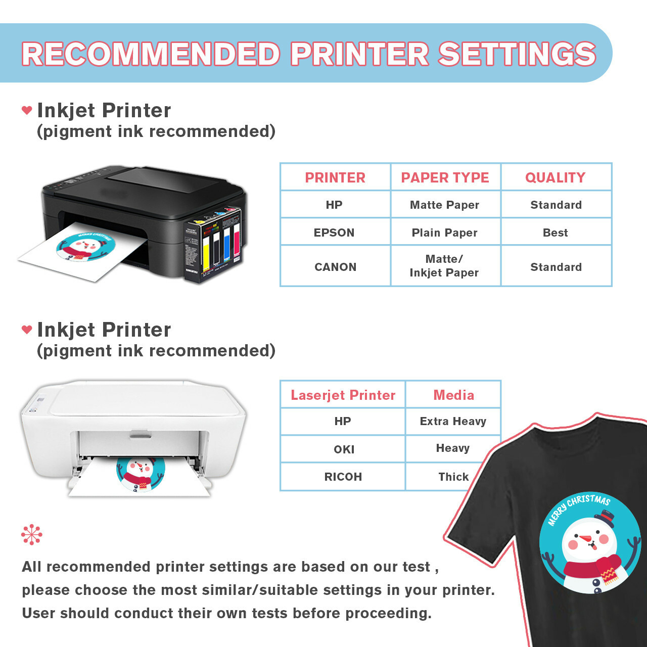 100 Sheets Bulk Printable Inkjet Iron-on Heat Transfer Paper DARK LIGHT Cotton