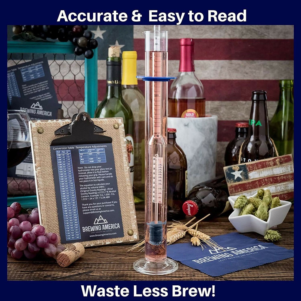 Thermo-Hydrometer ABV Tester Triple Scale - Pro Series American-made Specific...