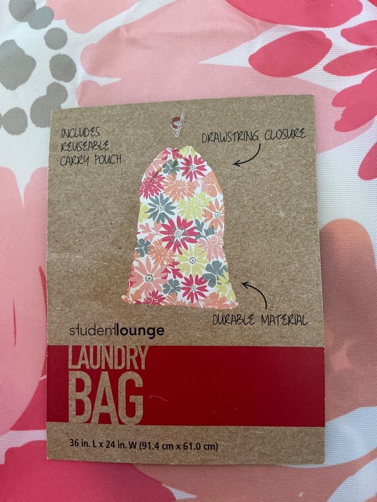 Student Lounge FLORA Laundry Bag Drawstring Closure Durable Polyester 36"Lx 24"W