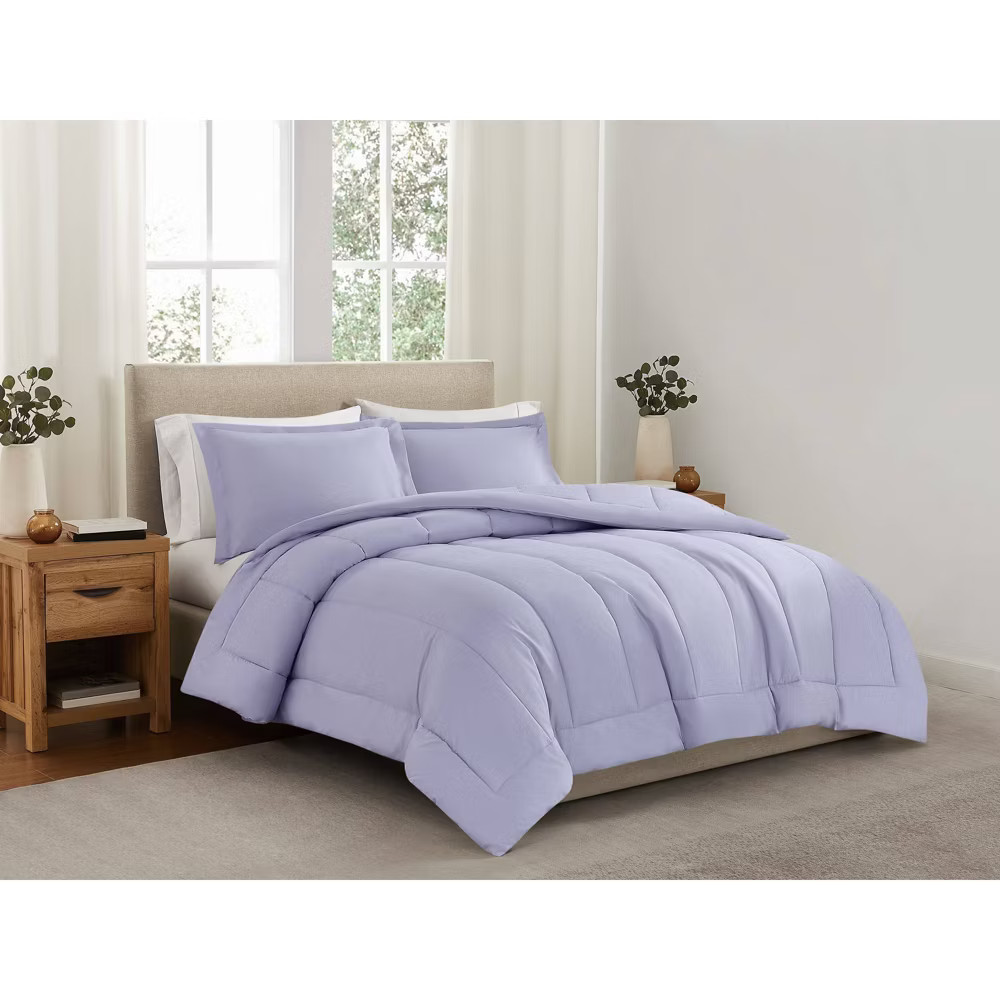 Brooklyn Loom Twin Solid Percale Comforter Set Lavender