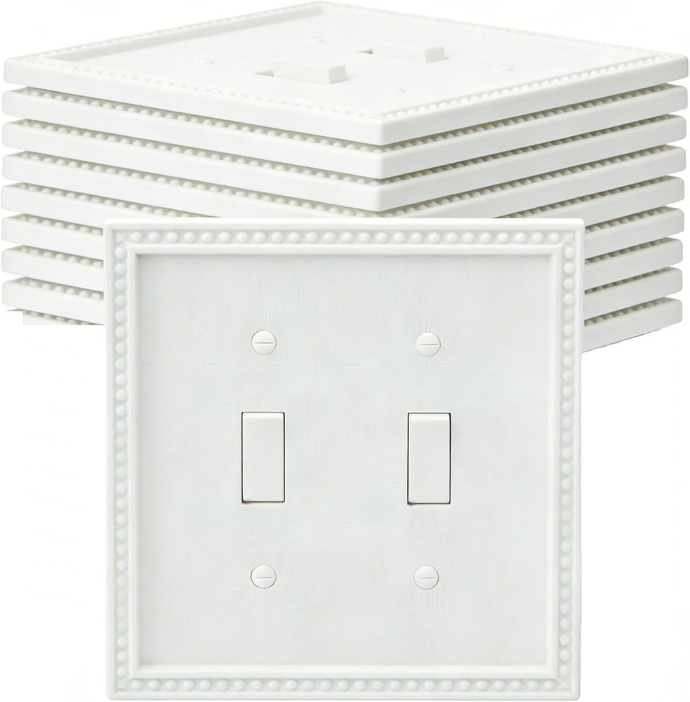 EFTV 10 Pack Mid-Size Toggle Light Switch Wall Plates 2-Gang Switch Electrical C