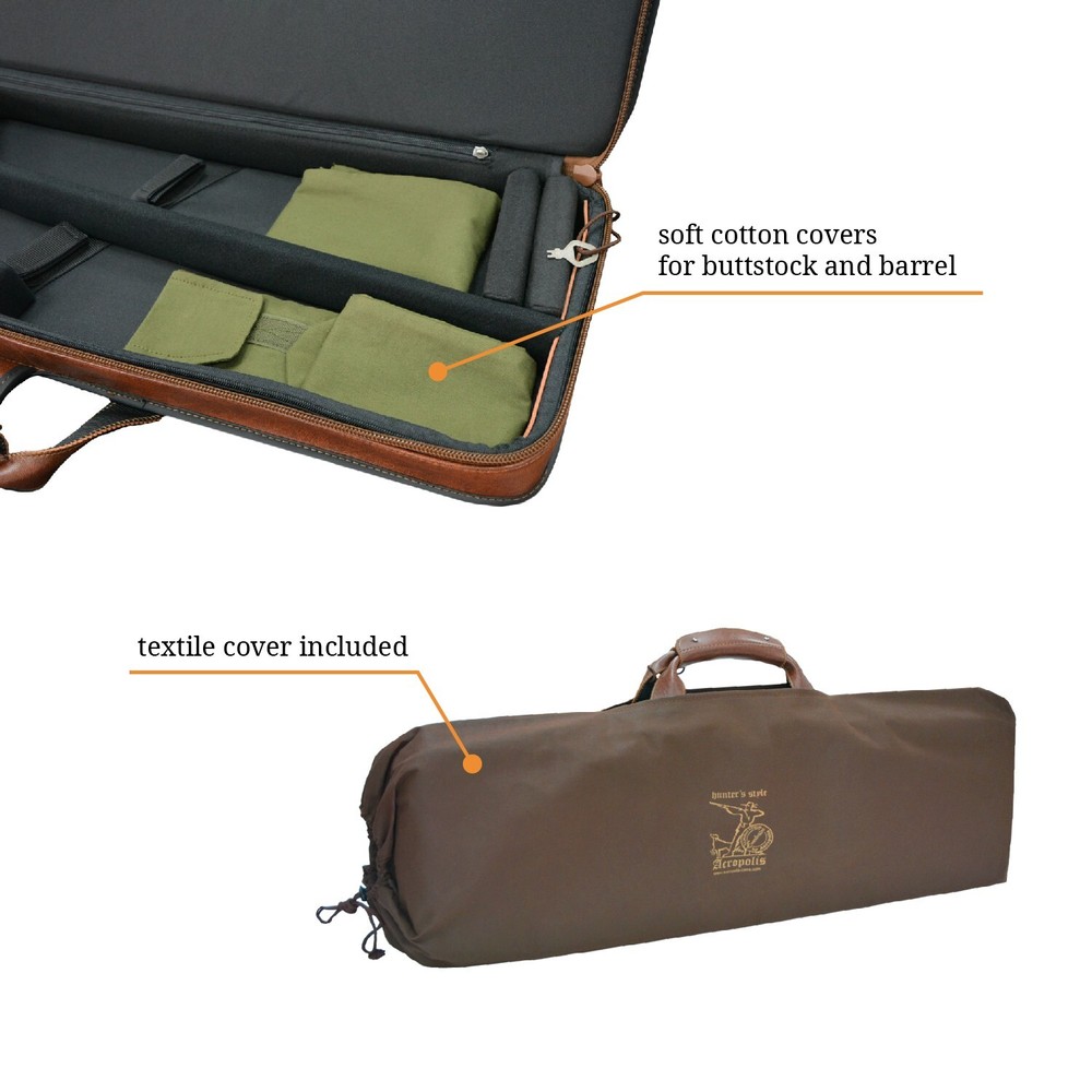 PU leather Shotgun Case - 29.9” Durable Hard Shell with Lock, Elegant Brown