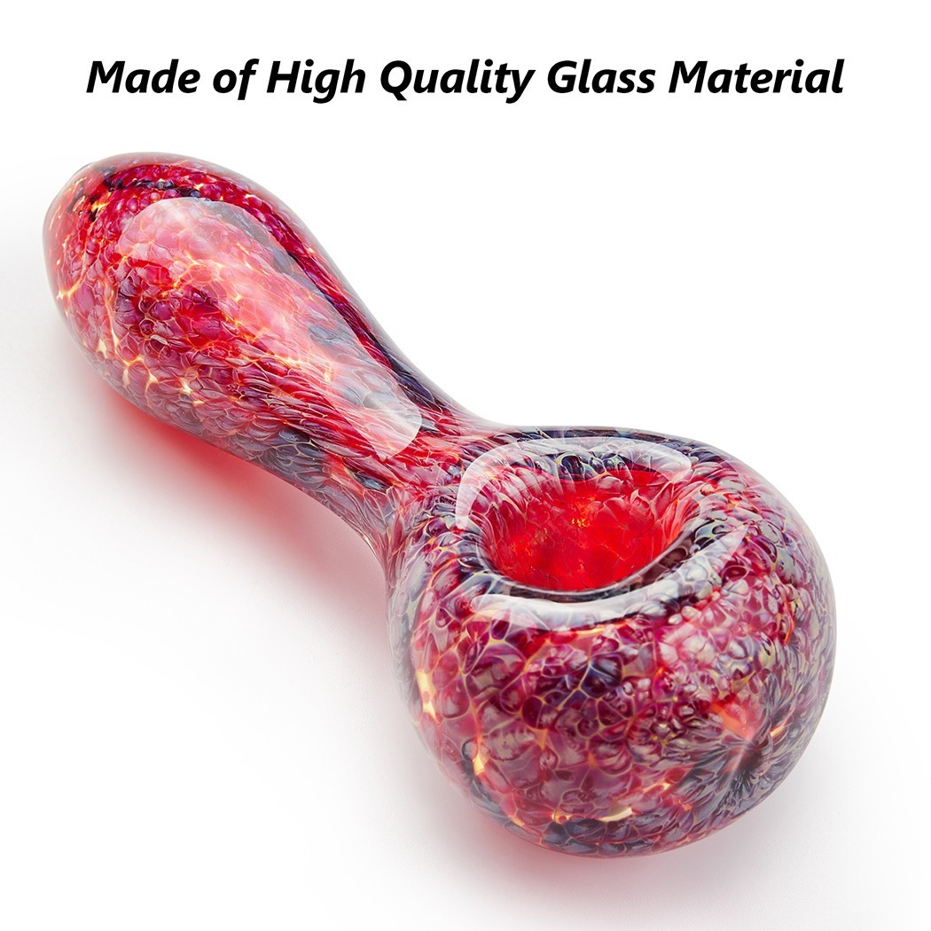 4" Lava Style Tobacco Smoking Glass Pipe Collectible Handmade Pipes with Box